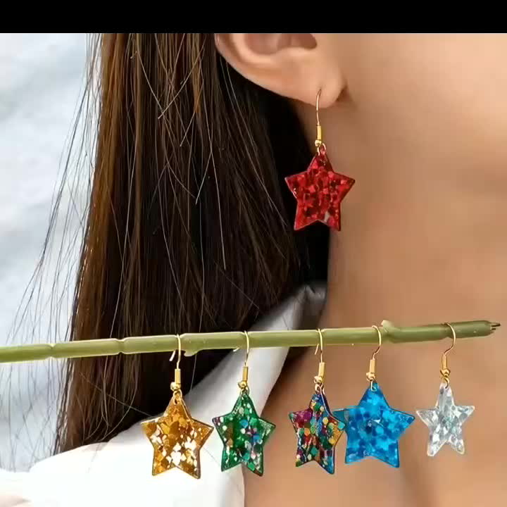 Women's Sparkling Pentagram Pendant Earrings — Cute & Versatile